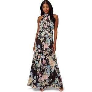 Adrianna Papell Chiffon Floral Halter Gown - NWT